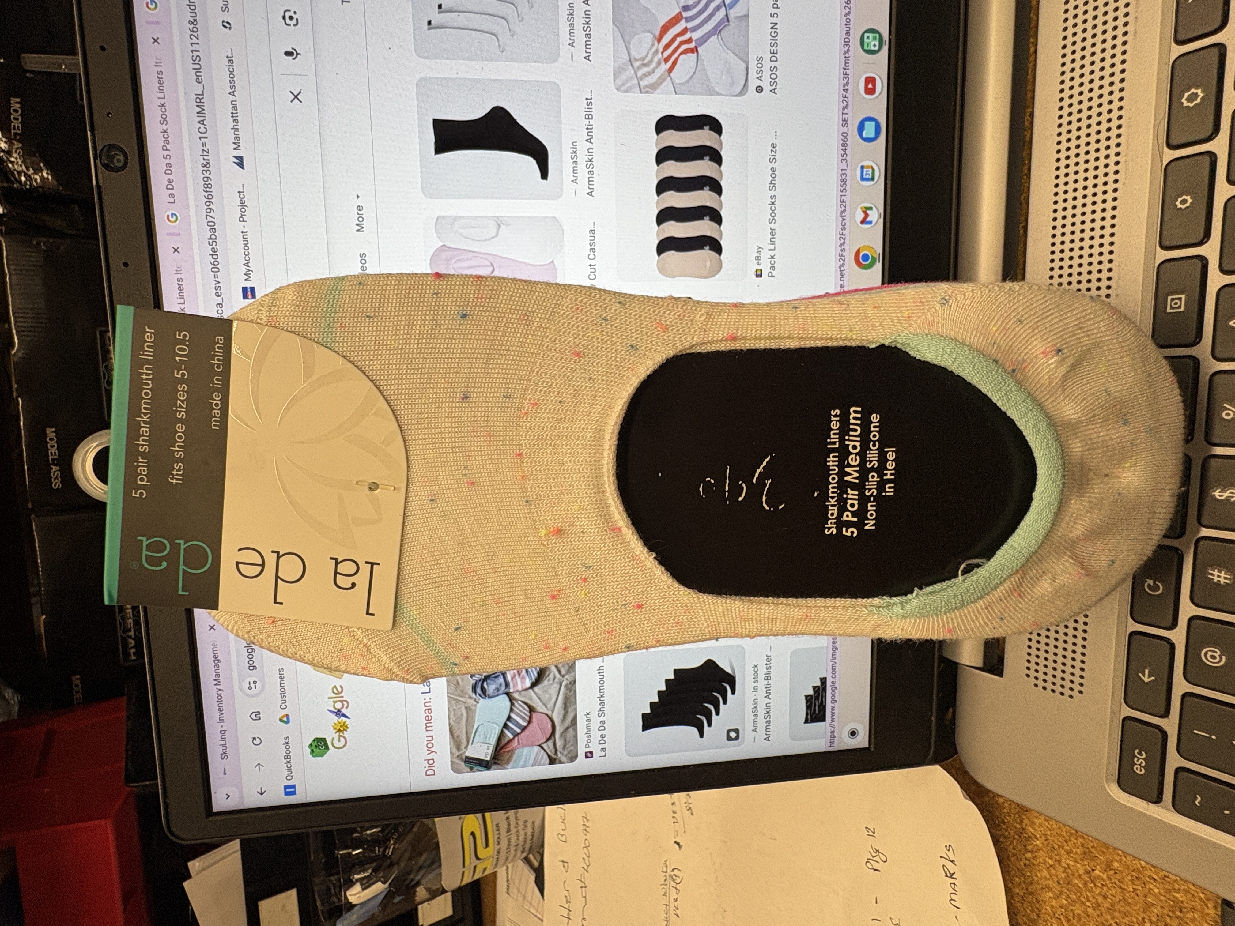 La De Da 5 Pack Sock Liners Item #628P9NEP     Size 5-10.5