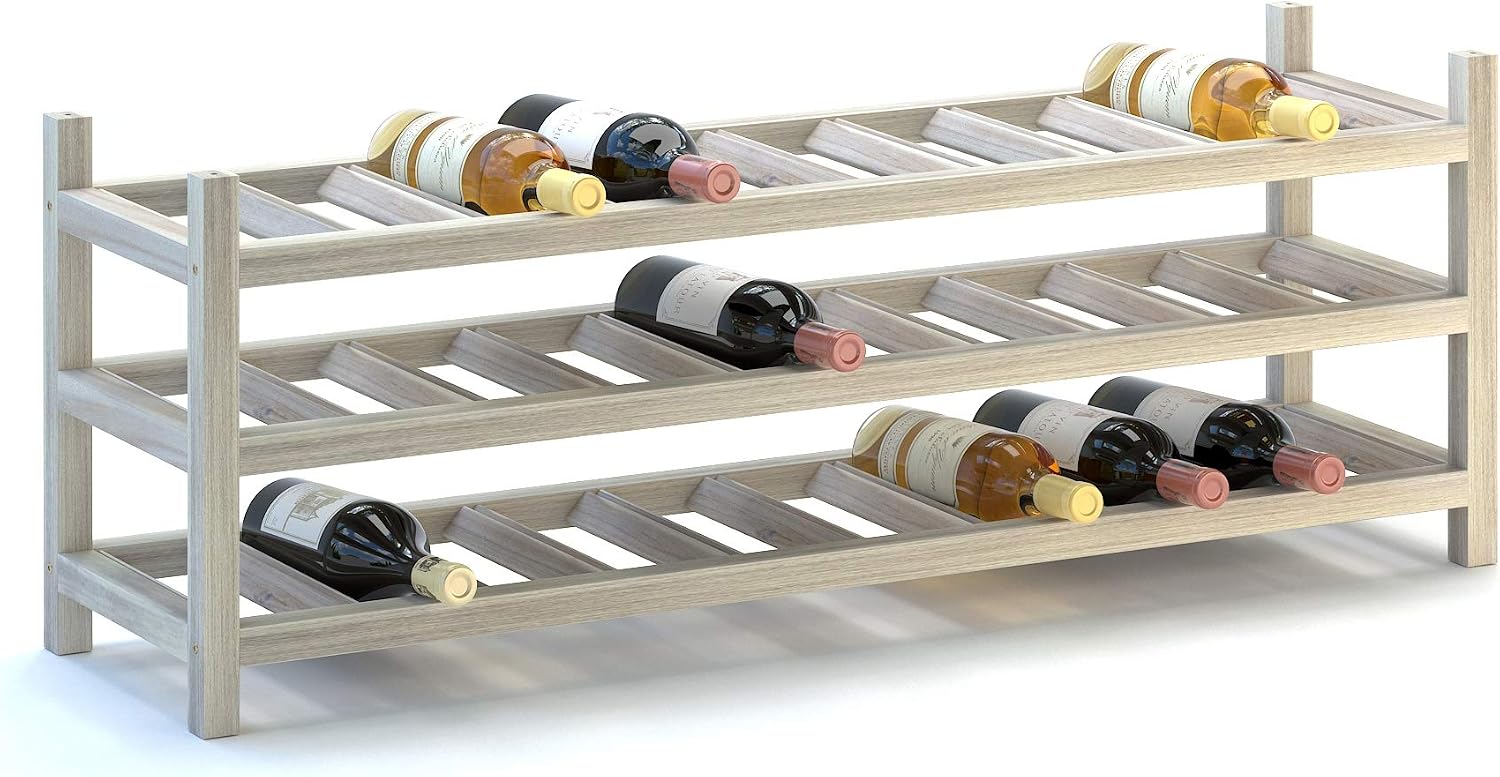 INTERBUILD Holger wine rack/ 30 bottles, FSC Acacia, Organic WHITE