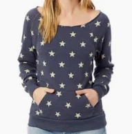 Alternative Earth Apparel Blue Starred Pocket Sweatshirt Womens Small