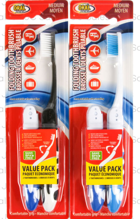 Oral Fusion Medium 2 pack Travel Toothbrushes 60860
