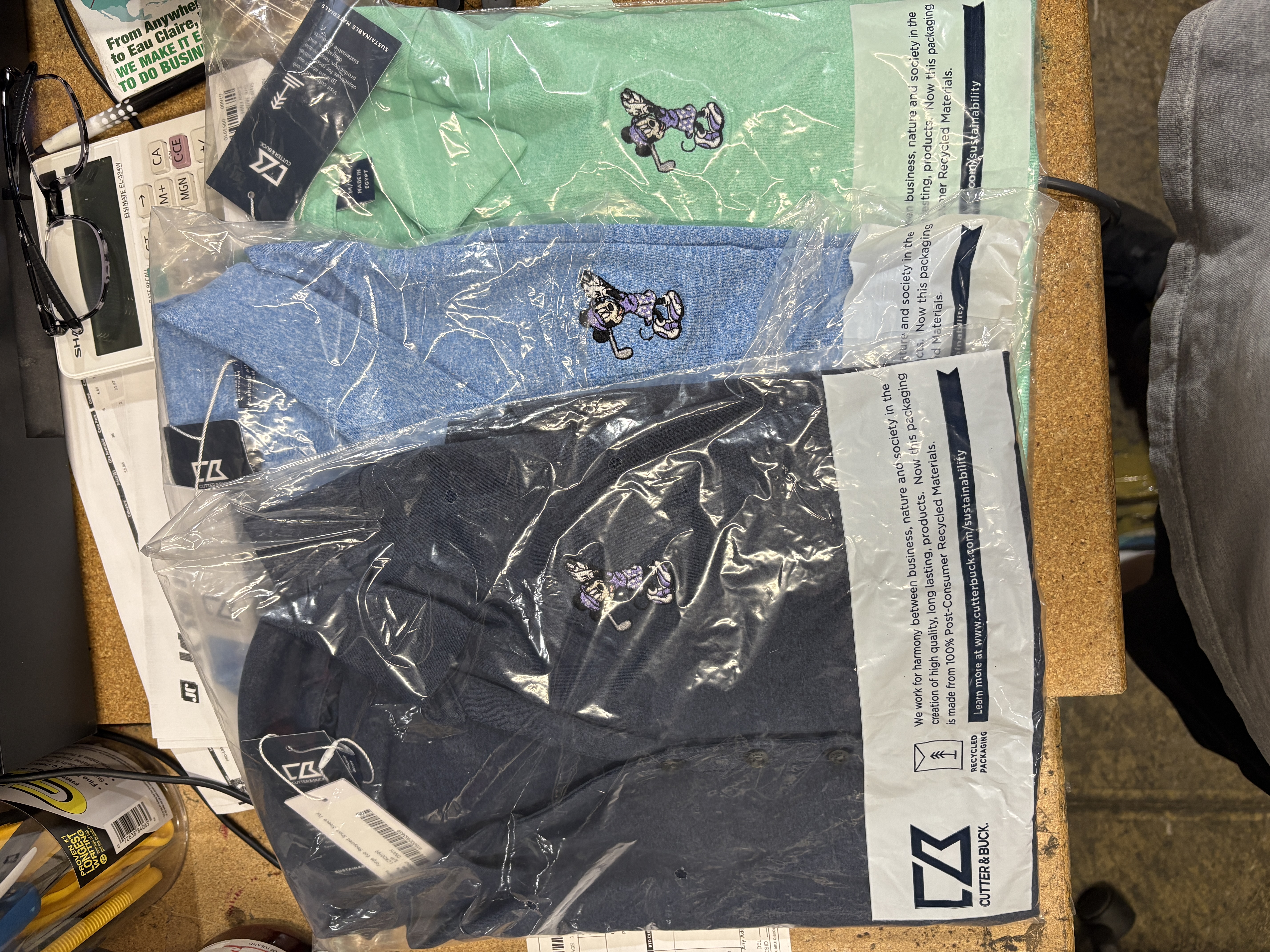 Cutter & Buck Navy Blue, Heather Blue, Green assorted  Minnie Mouse Polo Shirt
