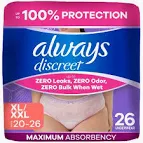 Item #88762 Always Discreet Adult Incontinence 26Ct. Sz. 20-26 Maximum  Undergearments