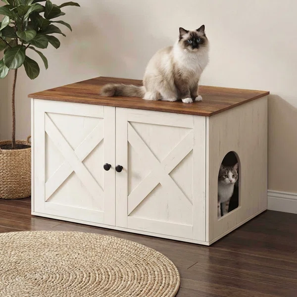 wooden cat liter  box table