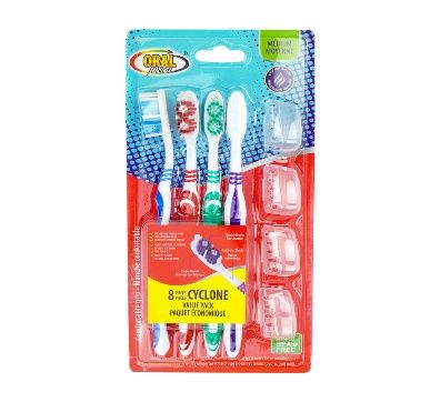 Oral Fusion 4 pkg Medium Toothbrush w/ covers