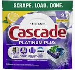 Cascade 9Ct Platinum Plus Lemon Dishwashing Pods