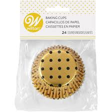 Wilton 24 count Gold Foil w/Black Polka Dots Baking Cups